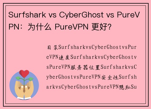 Surfshark vs CyberGhost vs PureVPN：为什么 PureVPN 更好？